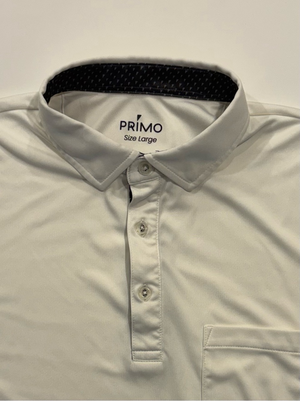 Primo Men's Golf Polo Size Large White - Mountain Classic Logo